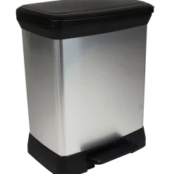 Poubelle à pédale aspect aluminium 30L