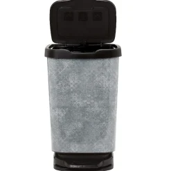 Poubelle à pédale design mosaïque grise et noire 40 L