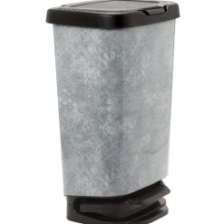 Poubelle à pédale design mosaïque grise et noire 40 L