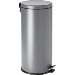 Poubelle à pédale en métal gris 30L