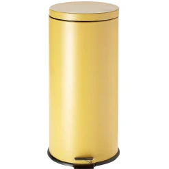 Poubelle à pédale en métal jaune 30L