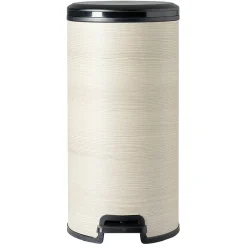 Poubelle à pédale en plastique imitation bois et noir 30 L