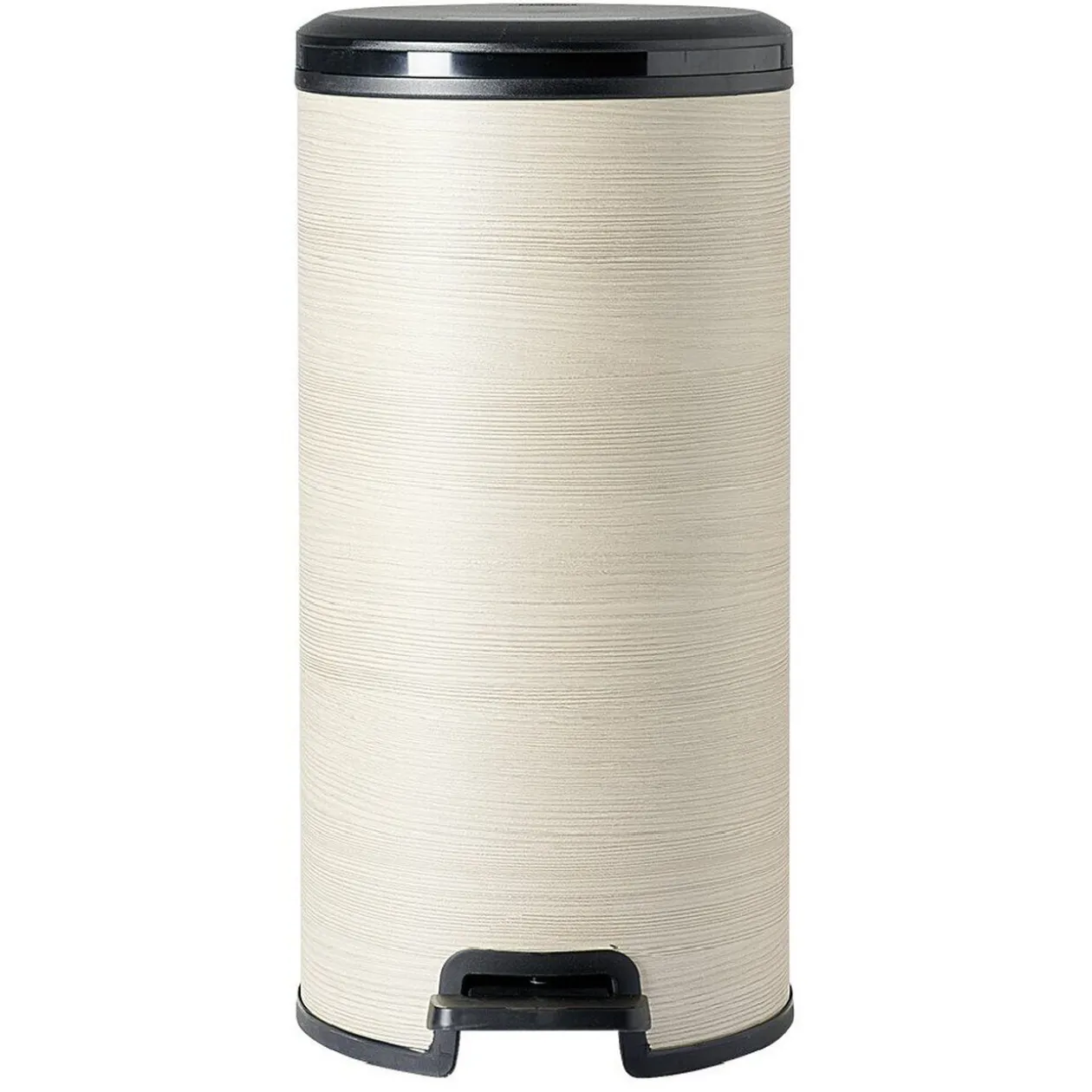 Poubelle à pédale en plastique imitation bois et noir 30 L