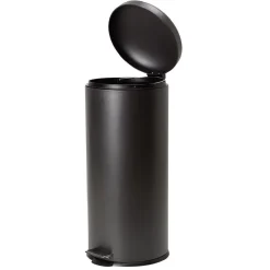 Poubelle à pédale frein de chute et seau intérieur métal noir 30L