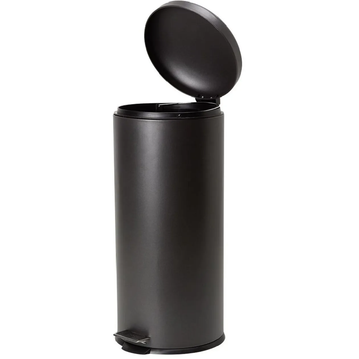 Poubelle à pédale frein de chute et seau intérieur métal noir 30L