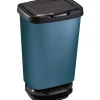 Poubelle à pédale 40L en plastique bleu