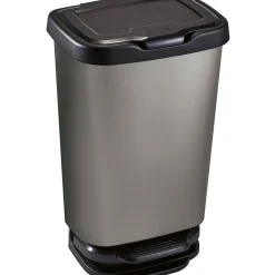 Poubelle à pédale 40L en plastique gris