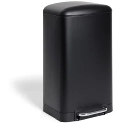 Poubelle à pédale 30L métal noir avec bac amovible