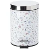 Poubelle à pédale motif terrazzo effet granit blanc et bleu 3L