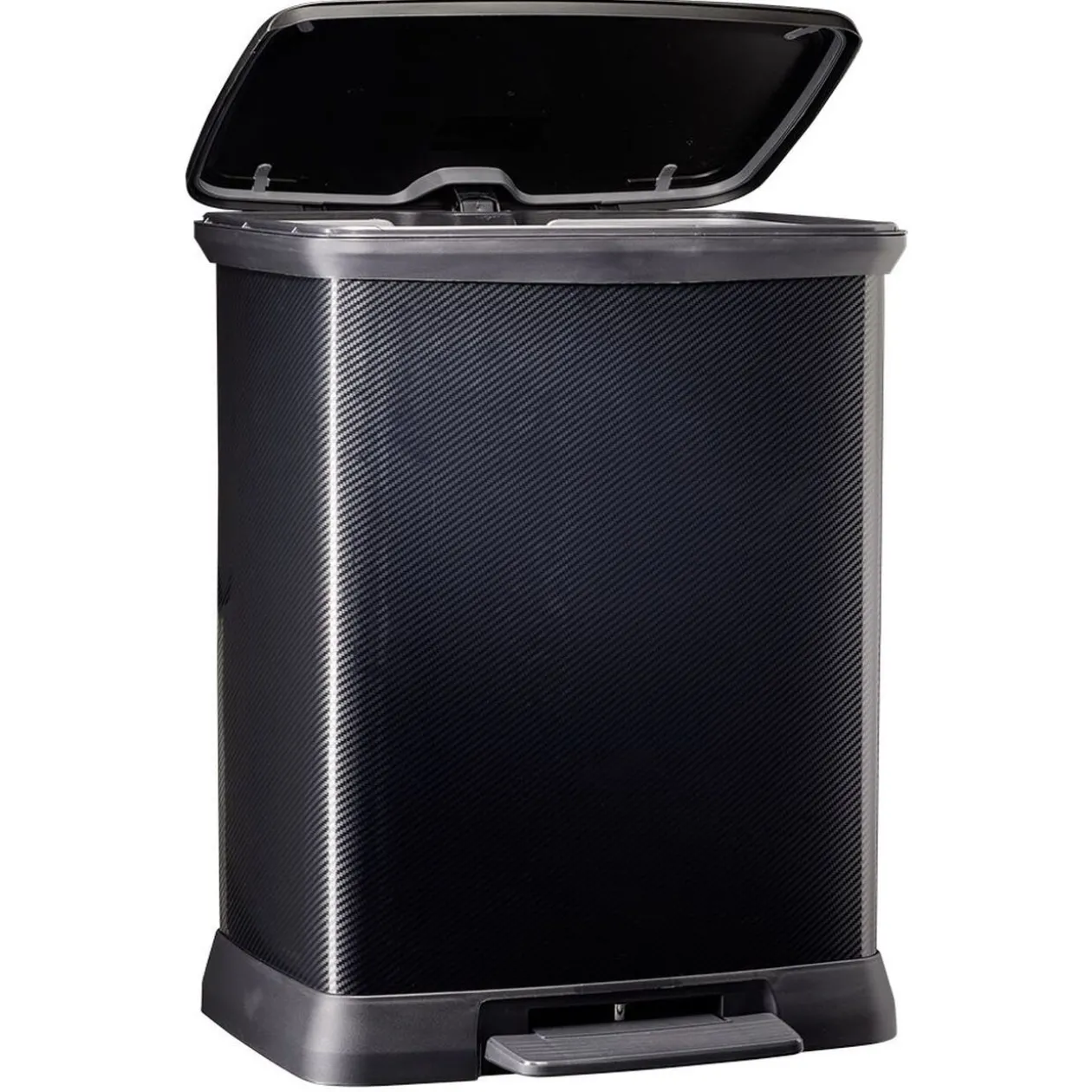 Poubelle à pédale plastique noir carbone 30L