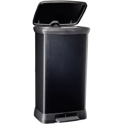 Poubelle à pédale plastique noir carbone 50L