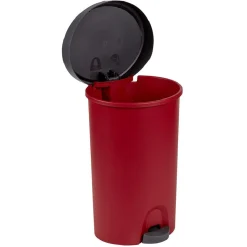 Poubelle à pédale rouge et gris 27 L