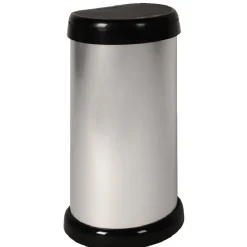 Poubelle à rabat 42 L grise et noir