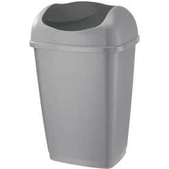 Poubelle à rabat bascule grise et noire H52cm 25L