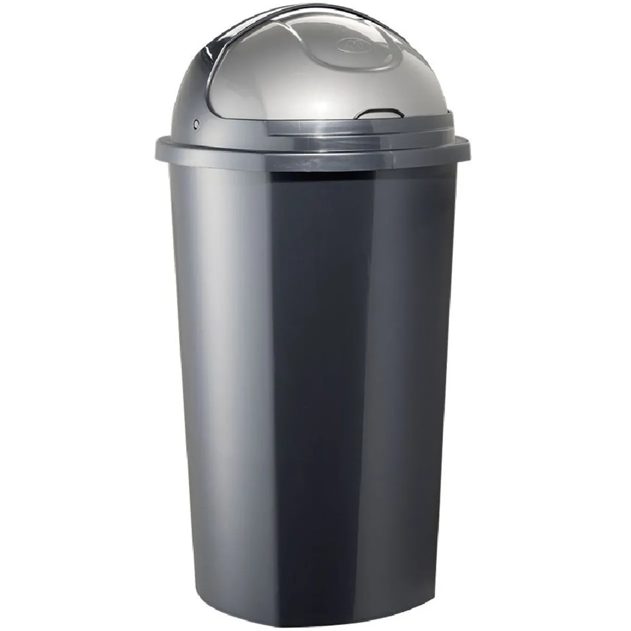 Poubelle à rabat plastique noir gris 25L