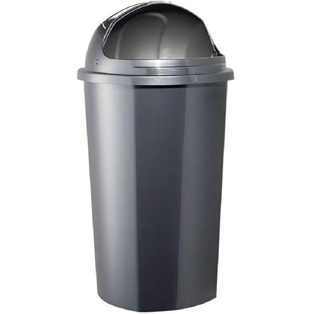 Poubelle à rabat plastique noir gris 25L