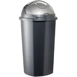 Poubelle à rabat plastique noir gris 50L
