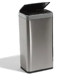 Poubelle automatique avec seau gris métallisé 40 L