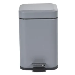 Poubelle carrée 3L à pédale métal gris