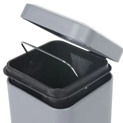 Poubelle carrée 3L à pédale métal gris