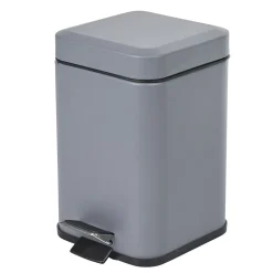 Poubelle carrée 3L à pédale métal gris