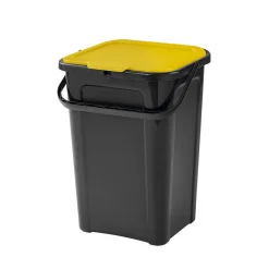 Poubelle de tri couvercle jaune 45L
