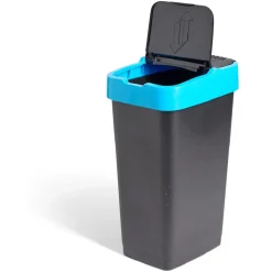 Poubelle de tri pour papier 60L plastique bleu et noir