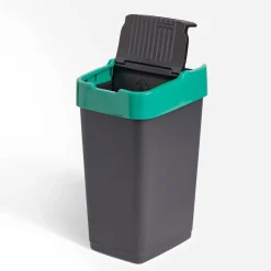 Poubelle de tri pour verre 35L plastique vert et noir