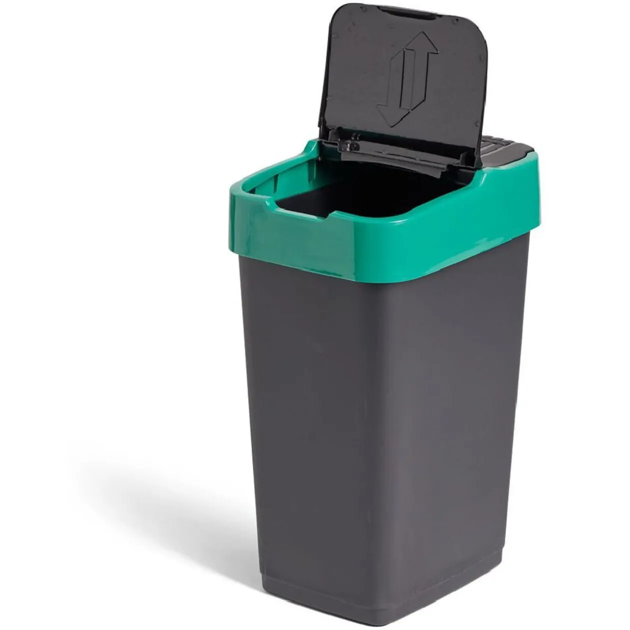Poubelle de tri pour verre 35L plastique vert et noir
