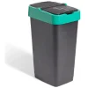 Poubelle de tri pour verre 60L plastique vert et noir