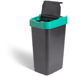 Poubelle de tri pour verre 60L plastique vert et noir