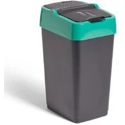 Poubelle de tri pour verre 18L plastique vert et noir