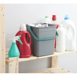 Poubelle forme container avec anse gris vert 9 L