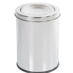 Poubelle ronde 3 L avec couvercle amovible métal gris