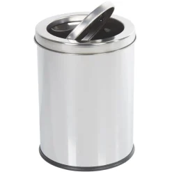 Poubelle ronde 3 L avec couvercle amovible métal gris