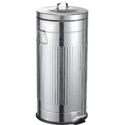 Poubelle ronde à pédale 30 L gris métallisé