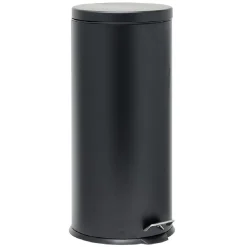 Poubelle ronde à pédale métal Noir 30l