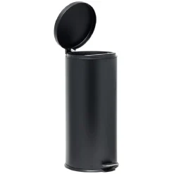 Poubelle ronde à pédale métal Noir 30l