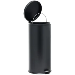 Poubelle ronde à pédale métal Noir 30l