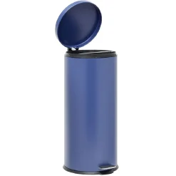 Poubelle ronde à pédale métal Bleu 30l