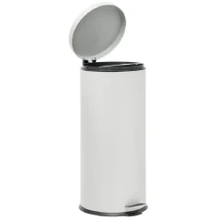 Poubelle ronde à pédale métal Blanc 30l