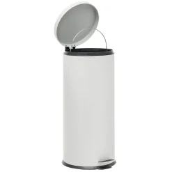 Poubelle ronde à pédale métal Blanc 30l