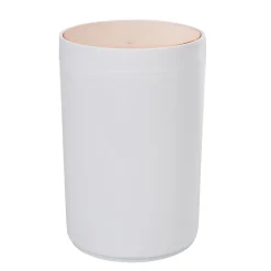 Poubelle ronde 5L blanche avec couvercle rose gold