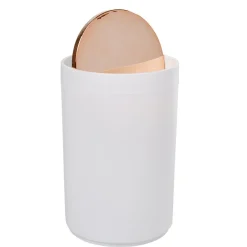 Poubelle ronde 5L blanche avec couvercle rose gold