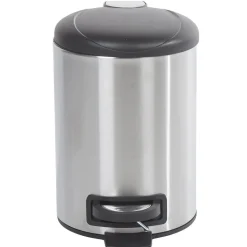 Poubelle ronde 3L à pédale métal gris noir