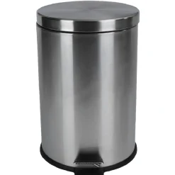 Poubelle ronde pédale gris métallisé 20 L
