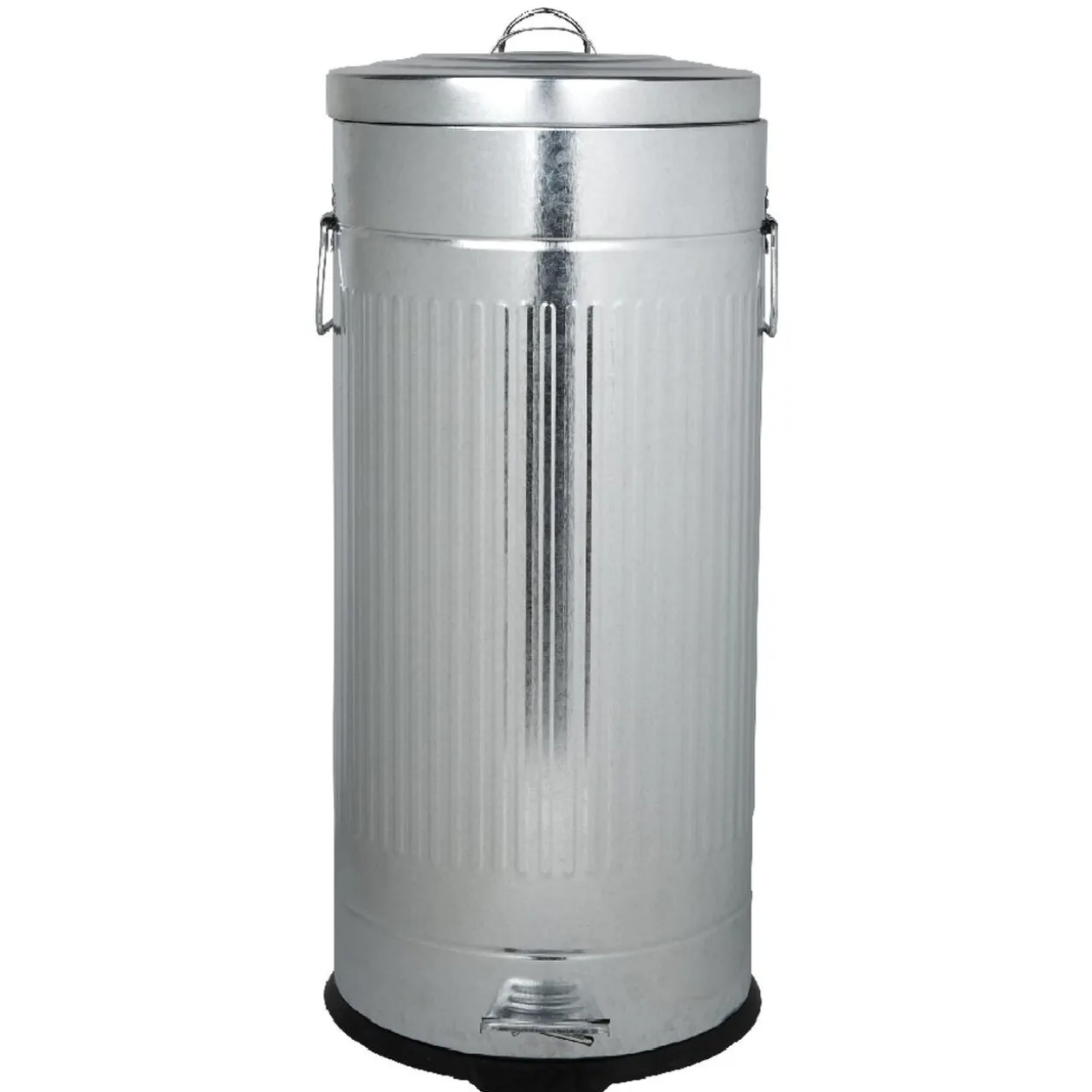 Poubelle ronde vintage à pédale gris métallisé 30 L