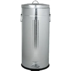 Poubelle ronde vintage à pédale gris métallisé 30 L