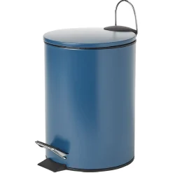 Poubelle salle de bain à pédale métal bleu 3L