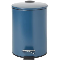 Poubelle salle de bain à pédale métal bleu 3L